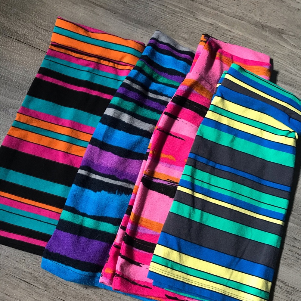 Striped mini skirts